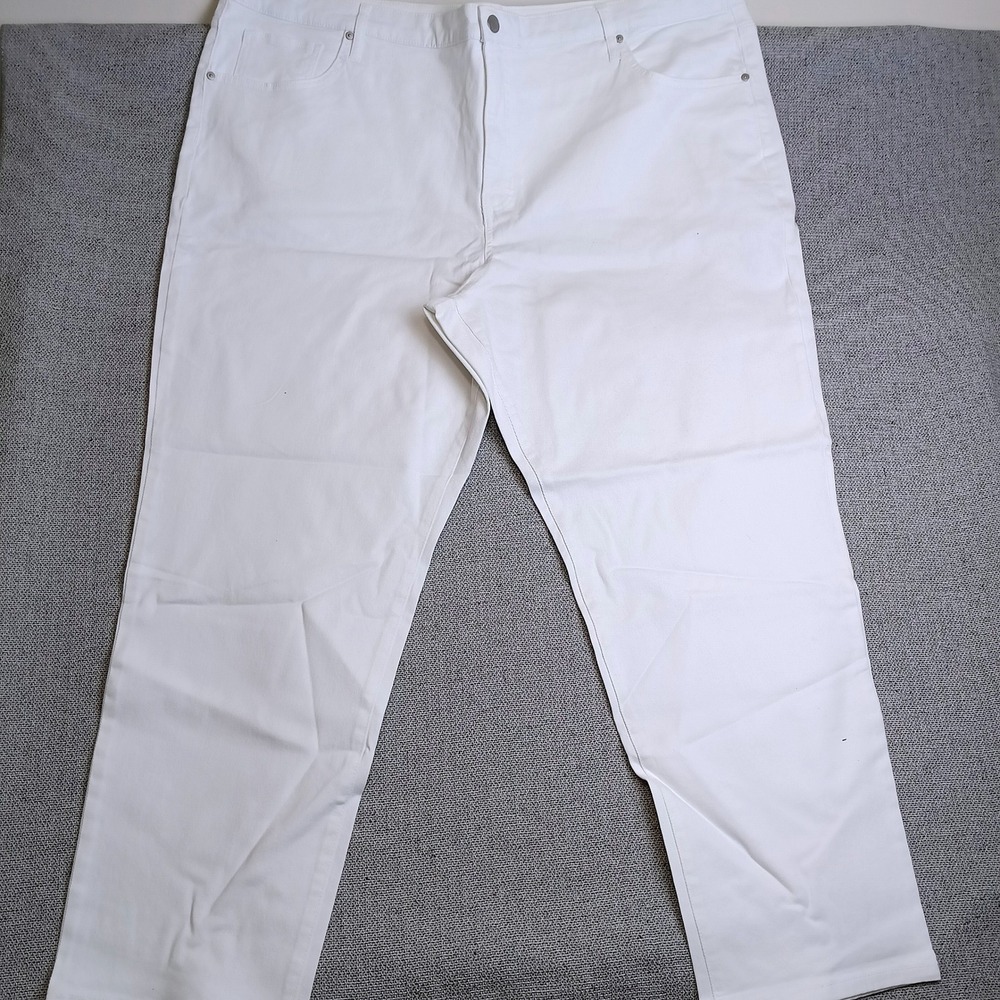 Terra & Sky Straight Leg Jeans Womens 26W White Excellent Stretch Denim